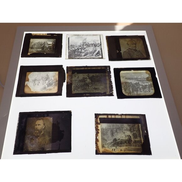 Glass Slide Photographs Some Civil War with Soldiers Battlefields Shipyards